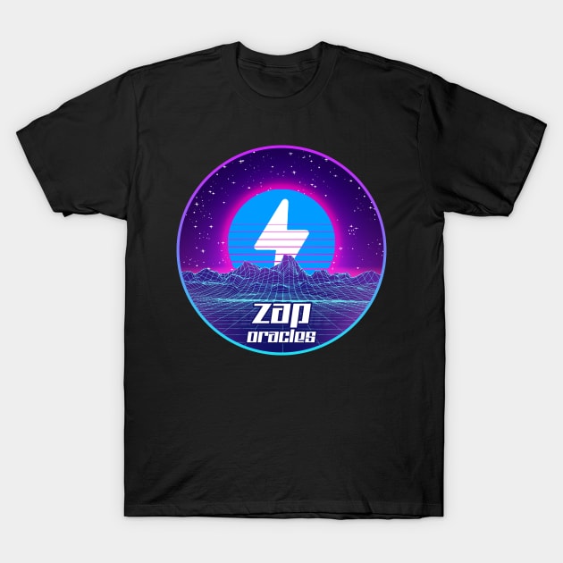 Zap Oracles to the Moon Digital Crypto BTC Retro Spaceship T-Shirt by TheBeardComic